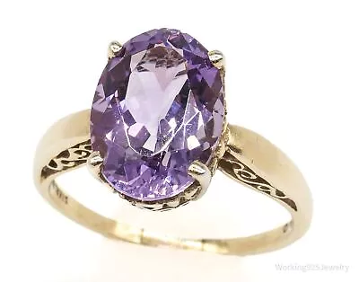 Vintage Designer KABANA Amethyst Gold Vermeil Sterling Silver Ring - Size 10 • $90