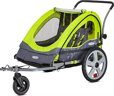 Quick-N-Ez Double Tow Behind Bike Trailer Toddlers Kids Converts Stroller Jogger • $300.99