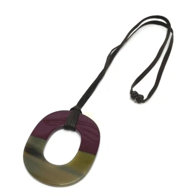 $358 • Buy HERMES Accessories Necklace Buffalo Horn Brown X Purple