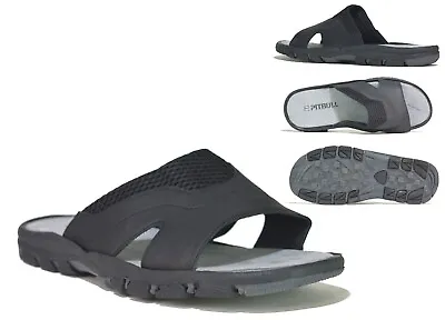 Mens Black Sliders Gents Casual Slip On Slipper Open Toe Summer Sandal Size 6-12 • £6.99