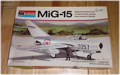 Monogram MiG-15 Soviet Fighter Jet 1/48 Scale Model Kit #5403 (1976) • $34.95