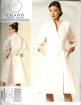 Vogue V1239 Misses 6 To 12 Chado Ralph Ricci Dress And Belt UNCUT Sewing Pattern • $23.95