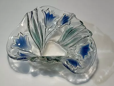 Vintage Mikasa Blue Tulip Glass Decorative Bowl Candy Dish • $18.99