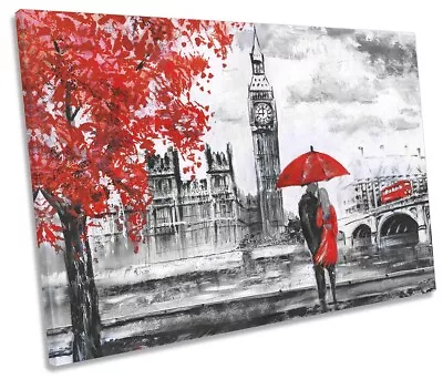 Big Ben London Umbrella Picture SINGLE CANVAS WALL ART Print • $74.99