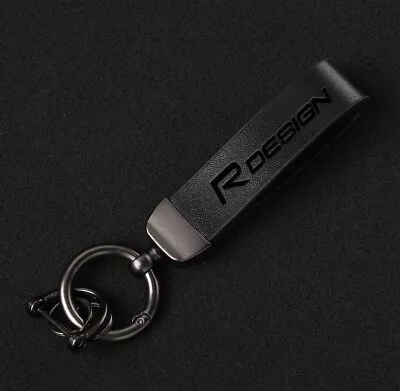 Car Key Chain Auto Keyring Genuine Luxury Leather Black For Volvo R Design • $25.99