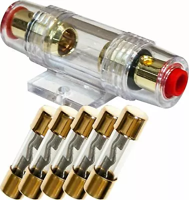 IMC Audio In-Line 4/8 Gauge AGU Fuse Holder W/ (5) 80 Amp Fuse For Car Audio • $9.60