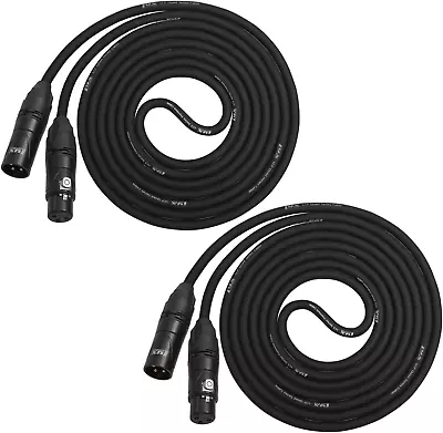 Cable Pack: 2 Black - 10 Ft - XLR Male To Female 4-Conductor Star Quad P • £22.31