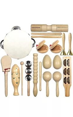 Musical Instruments Set 15PCS Natural Wooden Percussion Tambourine Maracas... • $24.99