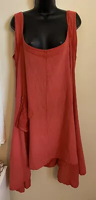 MARIA DE GUADALAJARA Womens Cotton Jumper? Dress Asymmetrical Hem XL Coral ? • $38