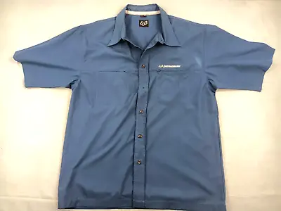 Fox Racing Mechanic Shirt Men's Size L Collared Polyester Rayon Bleach Marks • $12.50