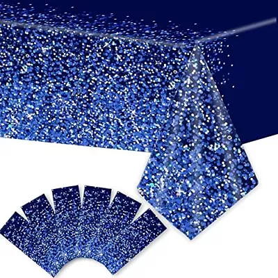 Pcs Blue And Silver Tablecloth For Rectangle Tables 6 Blue Sequin 6 Pieces • $30.45