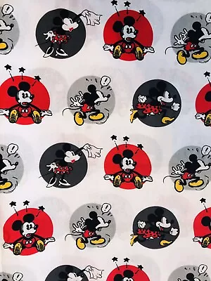 New Mickey Mouse & Minnie Mouse Cotton Fabric Circles Disney Classic BTY 36”x44” • $12.99