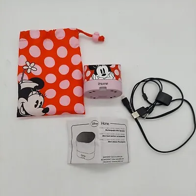 Disney IHome Minnie Mouse Travel Mini Rechargeable Speaker - TESTED With Bag • $14.99