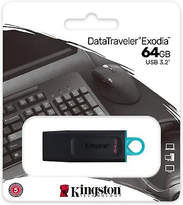 £2.20 • Buy NEW 64GB Kingston USB 3.2 DT Exodia Flash Drive Memory Stick (factory Sealed)
