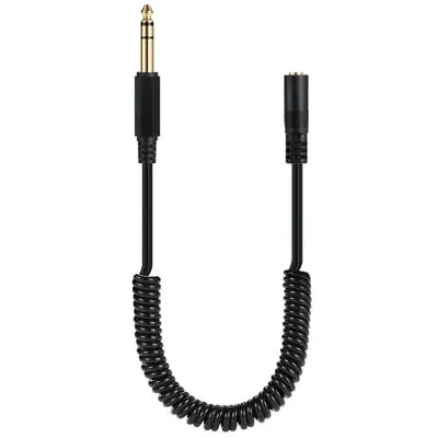 6.35mm Male TRS 1/8  To 3.5mm Female Coiled Headphone Audio Cable 0.8m • £9.99