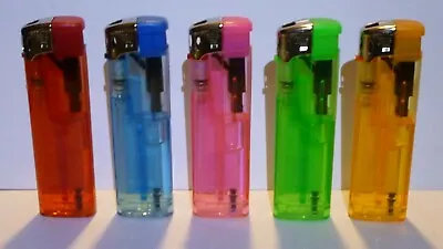 £3.10 • Buy 5 X COLOURED ELECTRONIC  LIGHTERS  REFILLABLE GAS LIGHTER