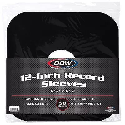 1 Case 500 BCW 12 Inch Record Paper Inner Sleeves Round Corners With Hole BLACK • $114.88