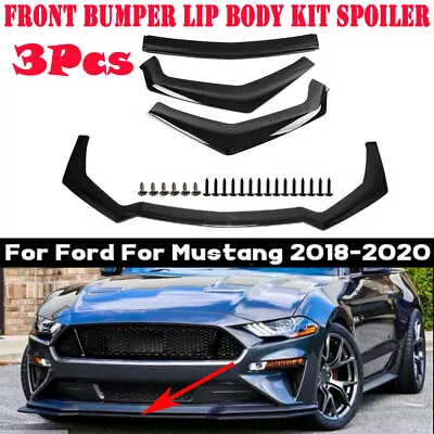 GT Style Front Bumper Lip Body Kit Splitter Spoiler Black For Ford Mustang 18-23 • $41