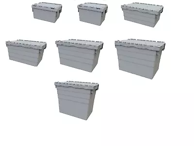 New Grey Heavy Duty Plastic Storage Boxes Containers Totes With Lids • £18.55