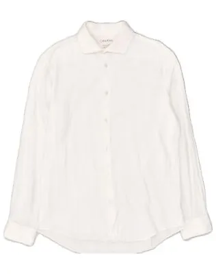 CALVIN KLEIN Mens Slim Fit Shirt Size 15 1/2 Medium White Cotton OE05 • £13.22