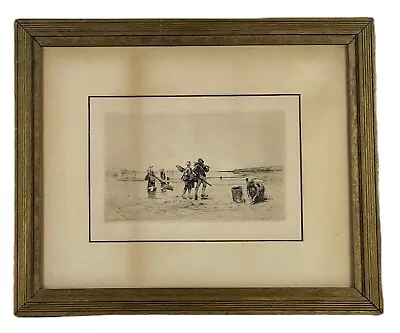 £245.78 • Buy AUGUST HAGBORG Etching  Low Tide In The Channel  SIGNED Framed 1800s