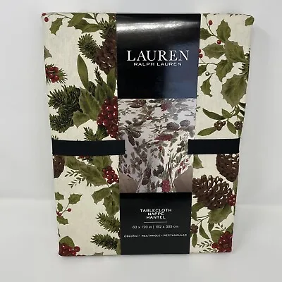 Ralph Lauren Christmas Holiday Tablecloth Cotton 60x120 Nappe Mantel Rectangle • $64.99