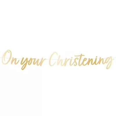 On Your Christening Day Gold Hanging Banner Party Supplies Decorations Baptism • $14.95