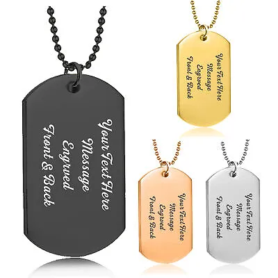 Personalised Mens Necklace Army Dog Tag Laser Engraved Birthday Fathers Day Gift • £6.99
