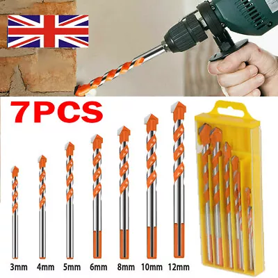 7x Masonry Drill Bit Set Extra Tough Carbide Drill Bits For Stone Concrete Brick • £5.99