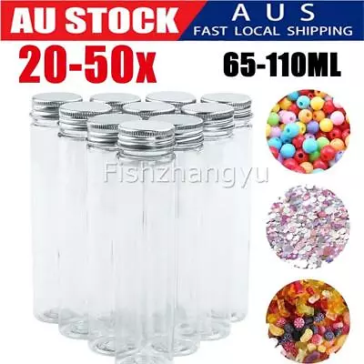 65ML-110ML Clear Flat Plastic Test Tubes With Screw Caps For Wedding Party Decor • $15.25