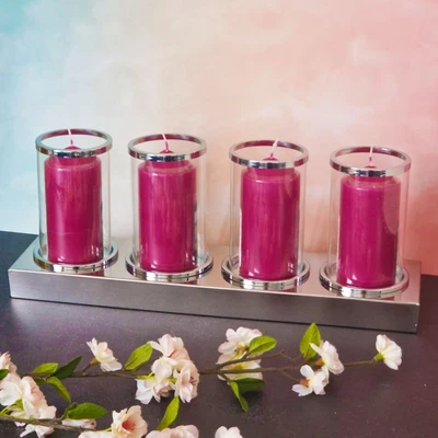 £14.98 • Buy Tall Candle Holder  Tea Light Pillar Glass Hurricane Stand Wedding Dinner Table
