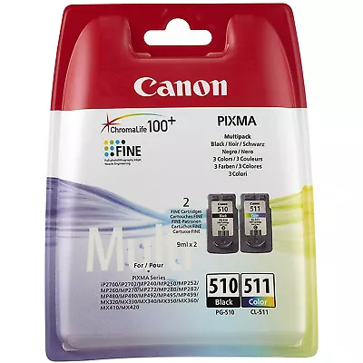 Canon PG-510 Black & CL-511 Colour Ink Cartridges For PIXMA MP250 (2970B010) • £32.59