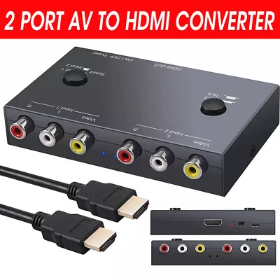 2 Port AV To HDMI Converter RCA To HDMI Converter AV Switch RCA To HDMI Adapter  • $35.85