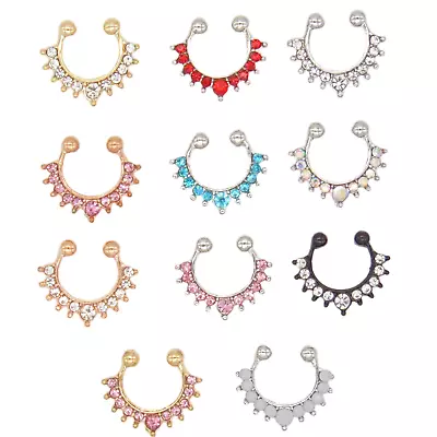 1pc Fake Nose Ring Septum Hanger Non Piercing Hoop Rings Clip On Thin Small Gift • £2.99