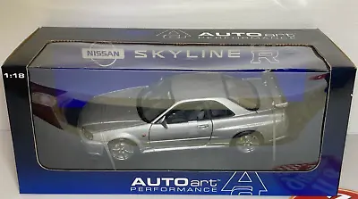 JDM *RARE* AUTOART 1/18 Nissan R34 GT-R SKYLINE 1999 GTR Titanium Silver • $250