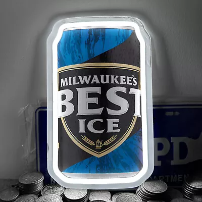 Milwaukee's Best Ice Beer Can Neon Sign Pub Party Mall Shop Wall Decor 12 X7  H4 • $49.99