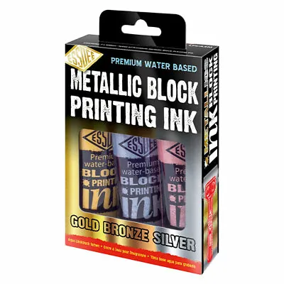 £18.99 • Buy Essdee Premium Metallic Lino Block Printing Ink 3 Pack Gold, Bronze, Silver