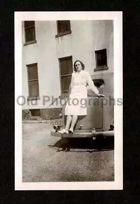 Nurse Standing Bumper Old Car License Plate Old/vintage Photo Snapshot- F369 • $7.99