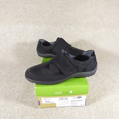 Waldlaufer Henni Black Suede Comfort Shoes Hook & Loop Ladies UK 5H NEW IN BOX • £35