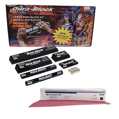 $141 • Buy 7pc Dura-Block Sanding Block Kit AF44HL W/ 25ct 3M Hookit Sandpaper 01181 P80