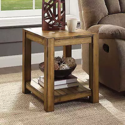 Bryant Solid Wood End Table Rustic Maple Brown Finish • $112.80