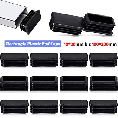 Rectangle Plastic End Caps Ribbed Plugs Blanking Inserts Black Rectangular Bungs • $132.05