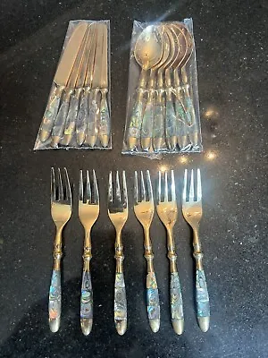 Nickel Bronze Golden Dessert Tea 5  Small Spoon Buffet Party Flatware MCM 18 Pcs • £48.25