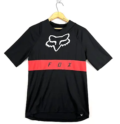FOX RACING Defend Mesh Moth Jersey Shirt Mens Small Black Graphic Logo MTB Shirt • $16.18
