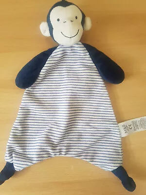 Marks & Spencer  MS Blue Striped Monkey Baby Comforter  Blanket • £9.95