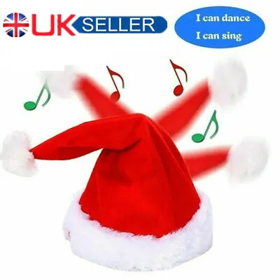 Christmas Xmas Novelty Santa Hat Cap For Musical Singing Moving Dancing Toy New • £11.46