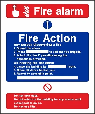 £2.25 • Buy Fire Alarm Notice Guide Sign Sticker Caution Warning [V6FACT004]