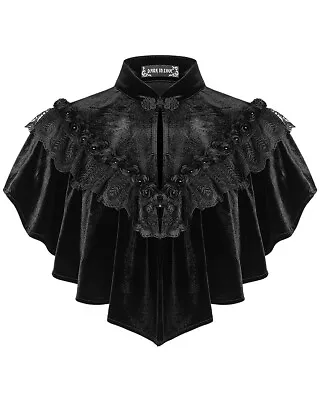 Dark In Love Womens Gothic Shrug Cape Black Velvet Shawl Steampunk VTG Victorian • $31.12