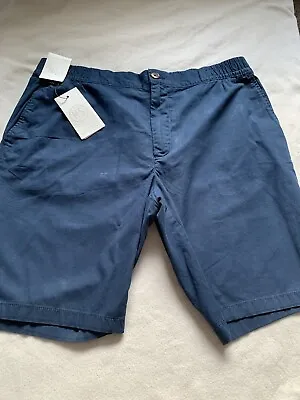 BNWT M&S Mens Size L (38-38 In) Blue 1/2 Elastic Waist Chino Shorts With Stretch • £12.99