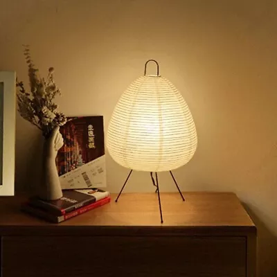 Japanese Wabi-Sabi Akari Table Lamp Tripod Rice Paper Lantern Light • £38.99